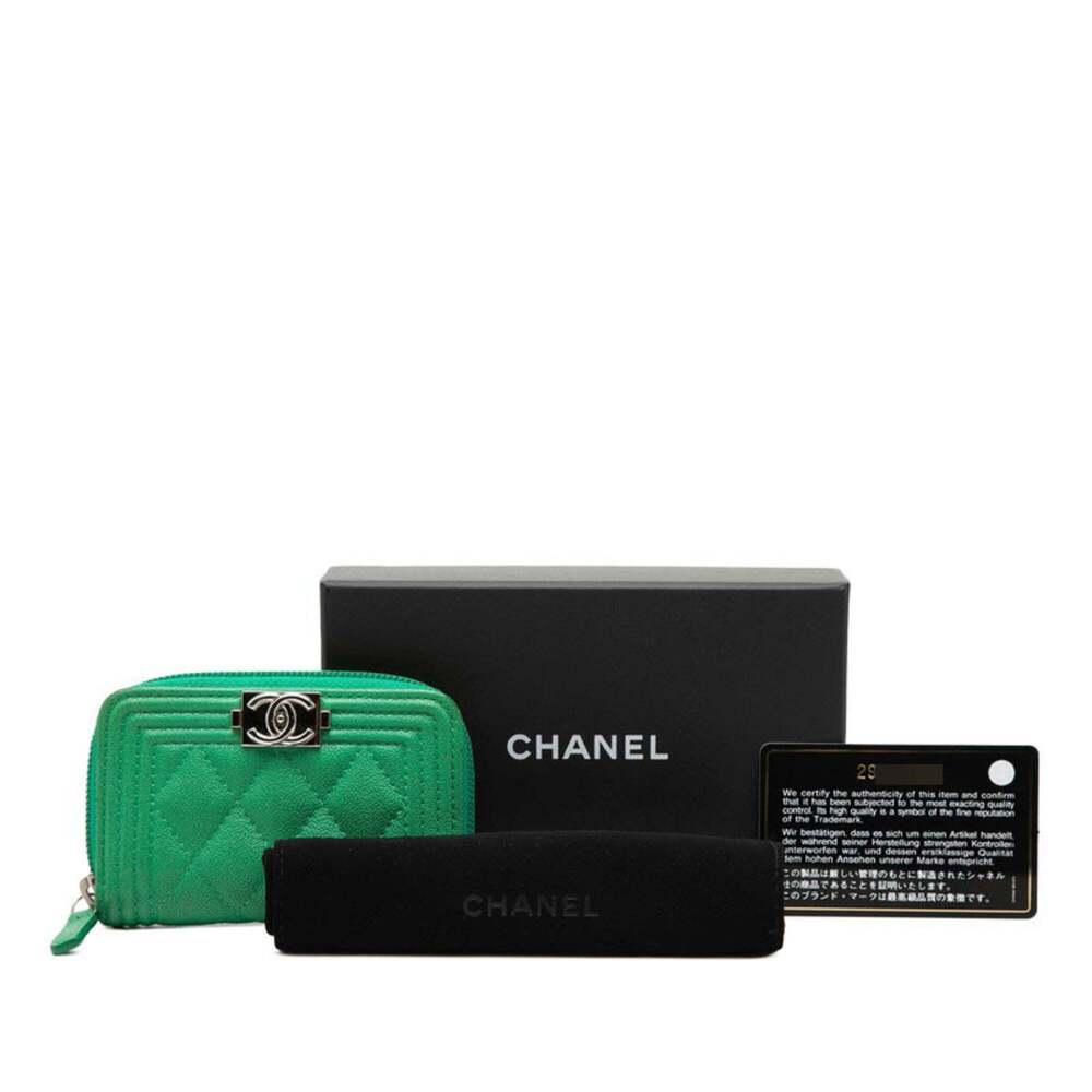 CHANEL Green Caviar Leather Logo Wallet - Picture 7 of 7